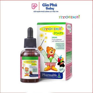 Vitamin FITOBIMBI D3 + K2 Dạng Nhỏ Giọt Dễ Dùng, Giúp Bé Tăng Chiều Cao, Xương Chắc Khỏe Chai 30ml