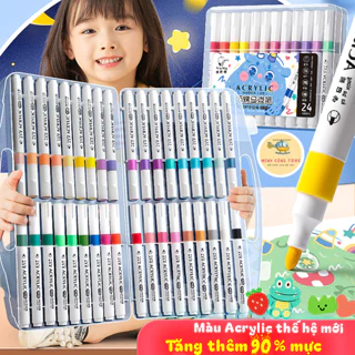 Bút màu acrylic marker - Màu acrylic Thế hệ mới ( Tăng Thêm 90% Mực ) Chống Thấm, Vẽ Lên Được Nhiều Chất Liệu