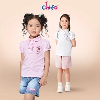 Áo thun Polo Chippo tay ngắn cổ bẻ cho bé gái từ 2 đến 6 tuổi (10-22kg) chất liệu 100% Cotton cao cấp