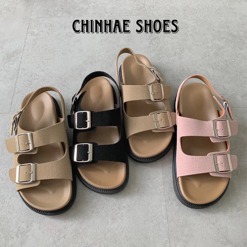 Dép quai hậu sandal quai ngang da lộn nhiều màu sắc cho nữ tăng chiều cao đế bằng đi học đi chơi đi du lịch SD013