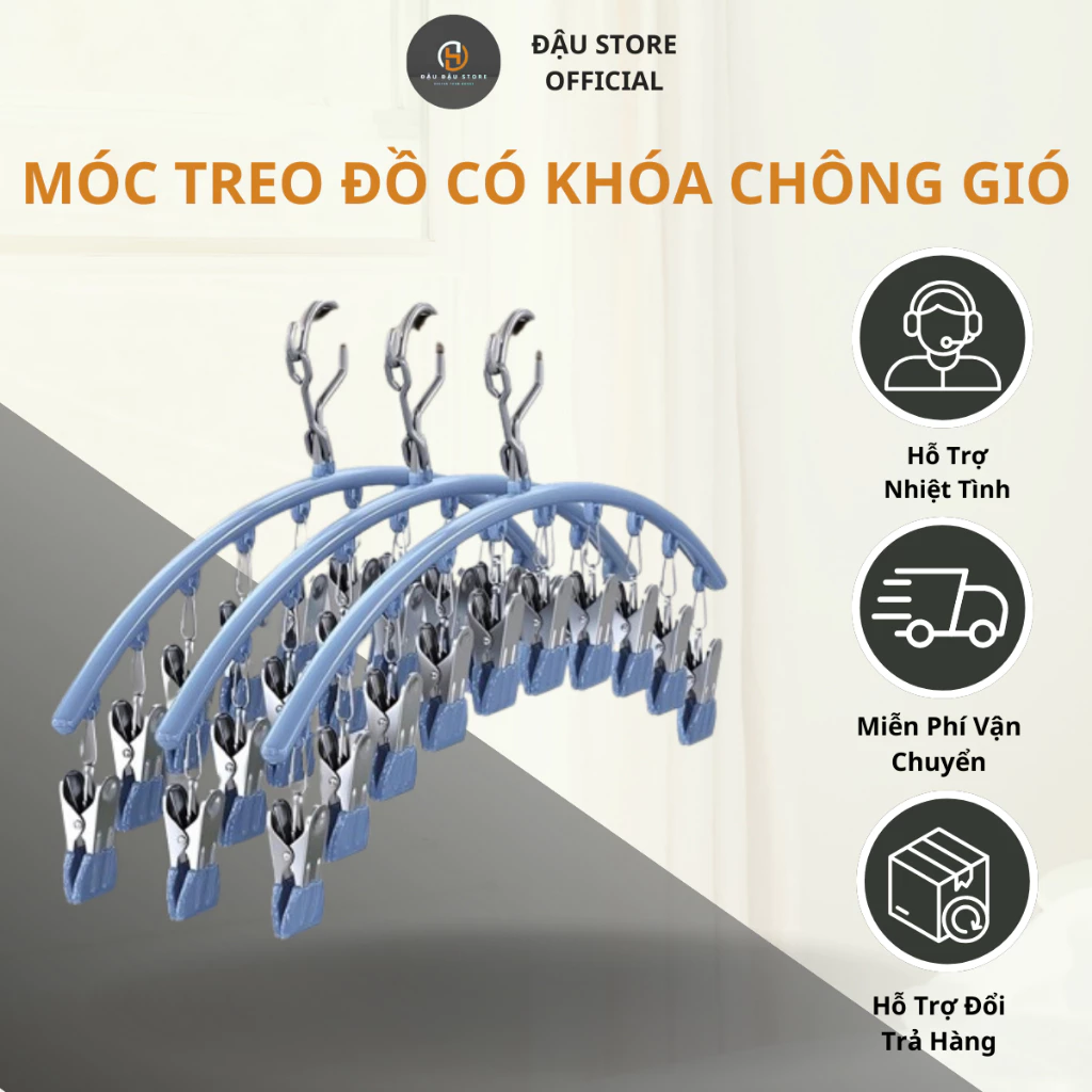Móc Treo Đồ Lót, Treo Tất, Quần Áo Trẻ Nhỏ Có Khóa Chống Gió, Chống Trượt Chất Liệu Cao Cấp Bền Đẹp ( Ảnh thật ở cuối )