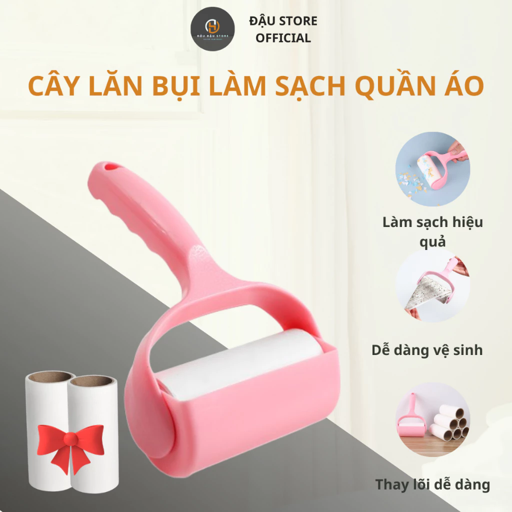 [Tặng 2 Lõi Lăn] Cây Lăn Bụi Làm Sạch Quần Áo, Ga Giường, Sofa, Lông Chó Mèo Tiện Ích Cho Mọi Gia Đình
