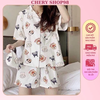 Bộ Đồ Ngủ Nữ Pijama Lụa Cộc Tay Freesize Chất Vải Kate Lụa Với Họa Tiết Dễ Thương CuteCHERY SHOP98