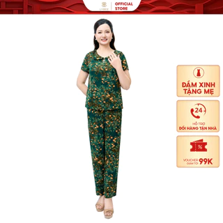 Đồ bộ trung niên tặng mẹ tặng bà LYBEE LS004 chất lụa nhẹ mát mặc nhà đi chơi dạo phố thoải mái