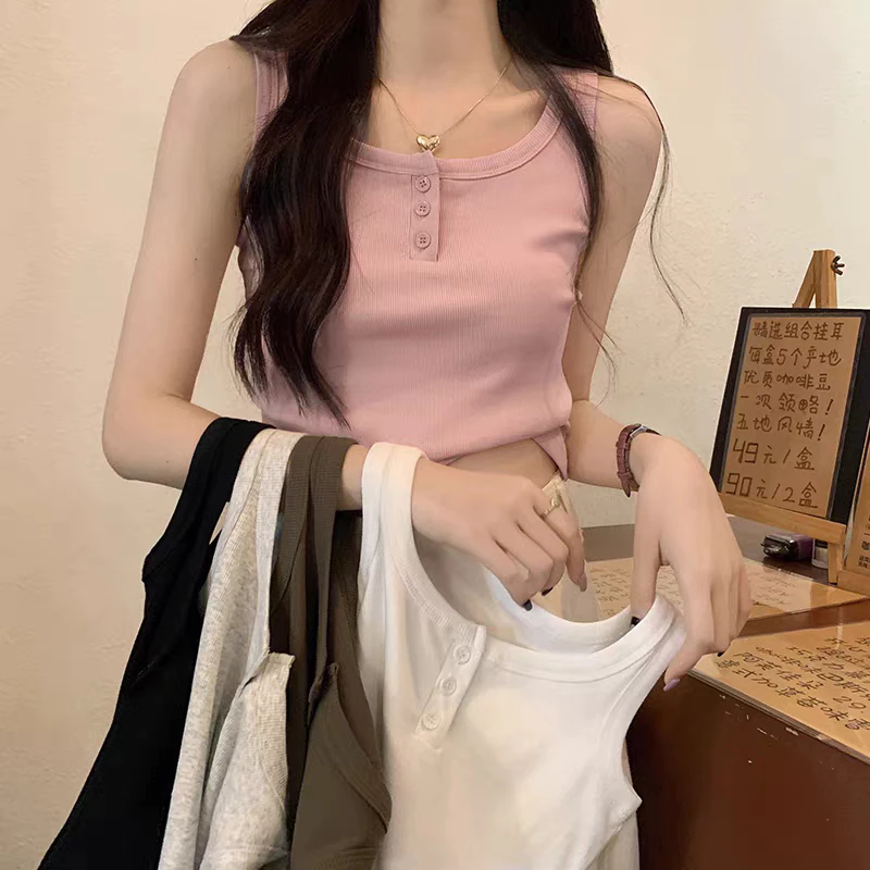 Áo 3 lỗ nữ xẻ trụ nút phom babytee ôm chất thun gân cotton mềm mại ANHSTORE, áo sát nách nữ xẻ trụ nút ôm thời trang