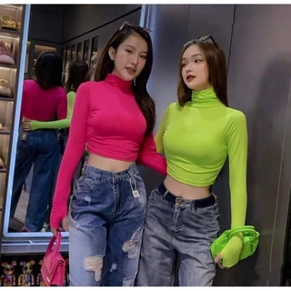 [ HÀNG XỊN ] Áo thun BORIP croptop tay dài cổ lọ xinh GBTV23120