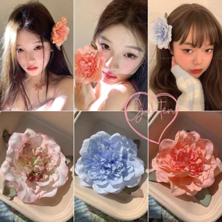 🧚🏻‍♀️Ganten🧚🏻‍♀️Mùa Xuân Phong Cách Mới Hồng Hoa Mẫu Đơn 🌸Kẹp Tóc Bé Gái Thời Trang Tính Khí Bên Kẹp Mũ Đội Đầu