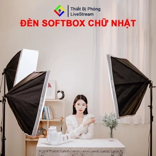 Bộ đèn livestream, studio, quay phim, chụp ảnh chuyên nghiệp đèn Softbox chữ nhật hắt sáng 50x70cm