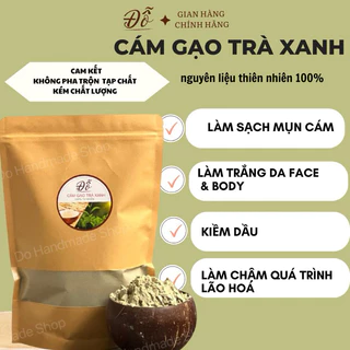 100G; 250G cám gạo trà xanh handmade giảm mụn cám, se khít chân lông, trắng da, giảm nám tàn nhang, làm chậm lão hóa da