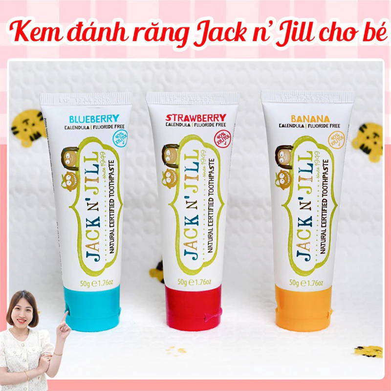 Kem đánh răng cho bé hữu cơ Jack N' Jill Úc Organic chính hãng, cho bé trên 6 tháng, có thể nuốt ( có tem phụ)