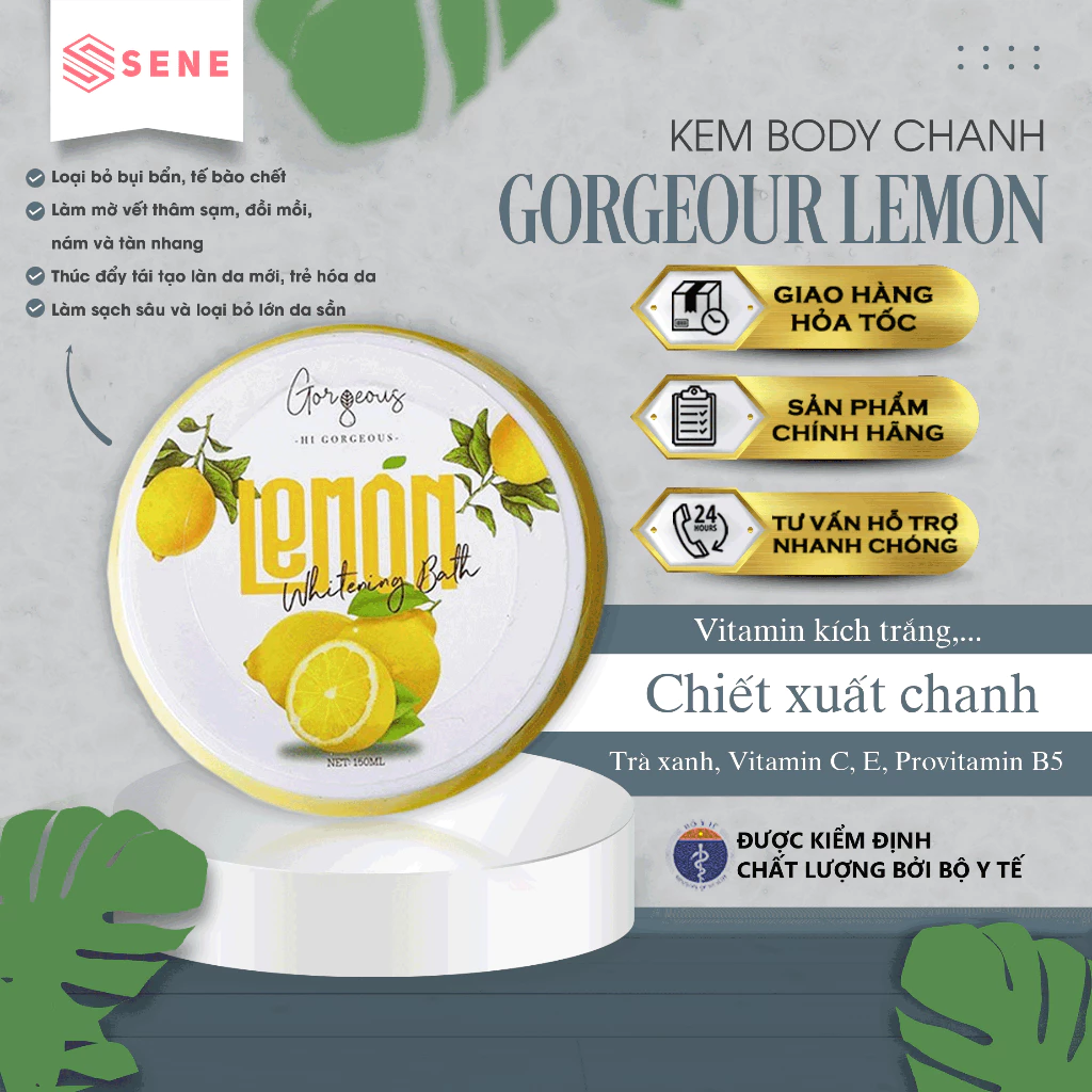 Kem body lemon chanh dưỡng trắng, mịn da toàn thân, mờ thâm nám, chống nắng, an toàn và lành tính 250g - chính hãng