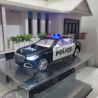 Mô hình xe cảnh sát Maybach S680 Police tỉ lệ 1:24 bản mới có đánh lái, có đèn, có âm thanh động cơ và chạy cót