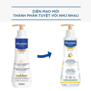 Gel Tắm Cho Trẻ Sơ Sinh & Em Bé Da Khô Nourishing Cleansing Gel with Cold Cream Mustela 300ml