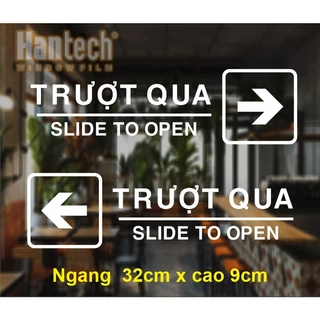 Miếng dán chữ trắng Slider To Open, trượt qua