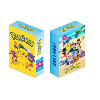 Hộp 96pcs card bo góc và sticker anime Pokemon dễ thương