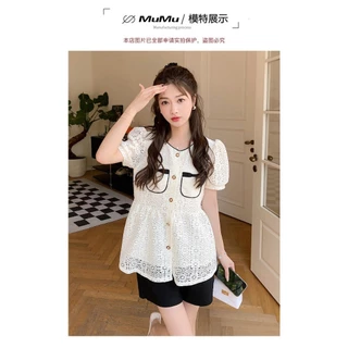 Áo bầu ren 2 lớp mềm mại đẹp sang chảnh A12- Áo công sở sang chảnh dáng babydoll tiểu thư mặc đi làm đi dự tiệc.