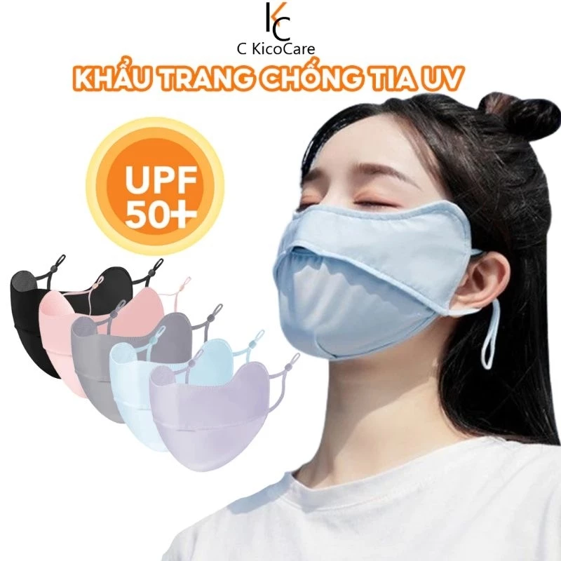 Set 2 khẩu trang UPF50+ chống tia UV che thái dương bảo vệ góc mắt