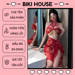 Đồ cổ trang cosplay mỹ nhân Trung Hoa voan xuyên thấu sexy gợi cảm set Hán phục vũ công dancer kèm khăn che bonita N393