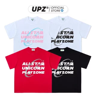 UPZ Áo Thun Cotton Unisex Form Boxy Tay Ngắn In Chữ ALL STAR UNICORN PLAY ZONE (3 Màu)