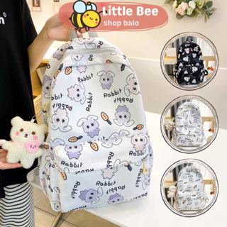 Balo học sinh nữ cấp 2 3 balo bé gái hoạ tiết thỏ xinh form đẹp thời trang ulzzang cute nhiều ngăn chống nước NN109