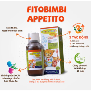 Siro Ăn Ngon 3 Tác Động FITOBIMBI APPETITO Giảm Biếng Ăn Cho Bé Chai 200ml