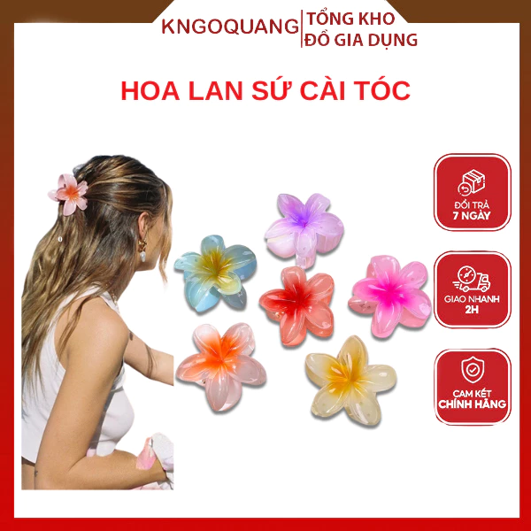 Kẹp Tóc Hoa Sứ Mini, Kẹp Tóc Hoa Lan Tráng Gương Cực Xinh, Kẹp Cá Mập Đi Biển Nhiều Màu Sắc Phong Cách Hawaii