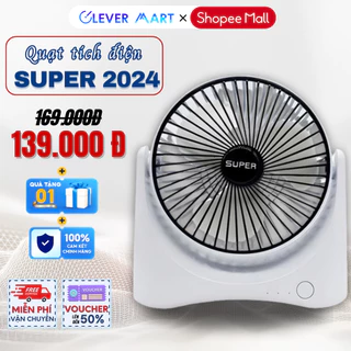 Quạt Mini Để Bàn Hot 2024 - Quạt Tích Điện Mini Xoay 120 Độ Với 3 Cấp Độ Gió Siêu Mát, Động Cơ Không Chổi Than