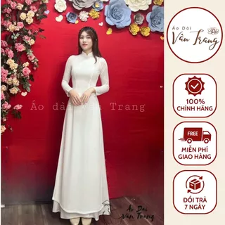 Áo dài trắng học sinh 4 tà truyền thống lụa trơn cao cấp 2 lớp nữ học sinh hàng may sẵn VT20 Traz