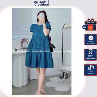 Đầm bầu babydoll , váy bầu xinh Tiểu Thư Dáng Babydoll Tay Bồng Vải Cao Cấp Mềm Mịn Mặc Đi Làm Đi Chơi