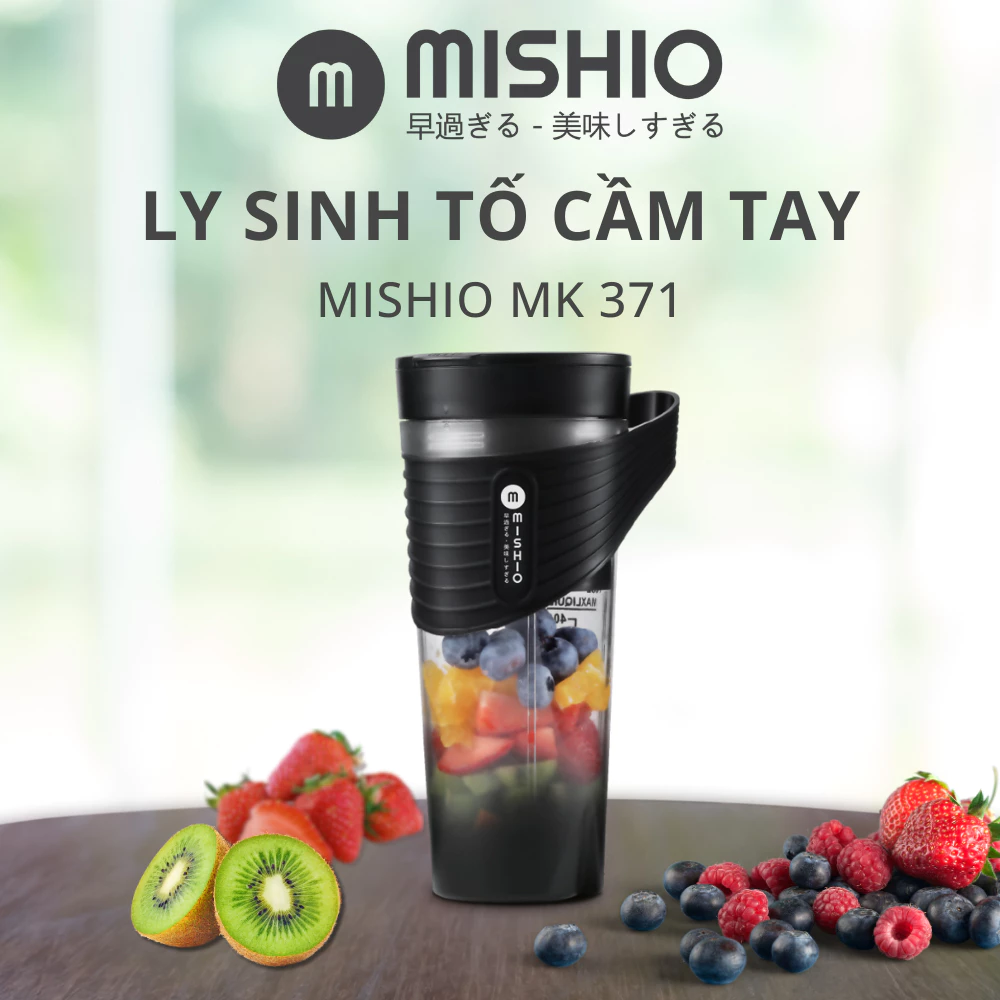 Máy xay sinh tố chạy pin 460ml Mishio MK371 cầm tay mang đi mọi nơi dễ dàng