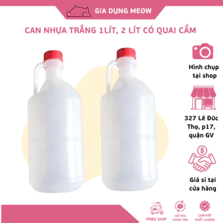 Can nhựa 1 lít, 2 lít - Can nhựa màu trắng đựng rượu, can đựng nước