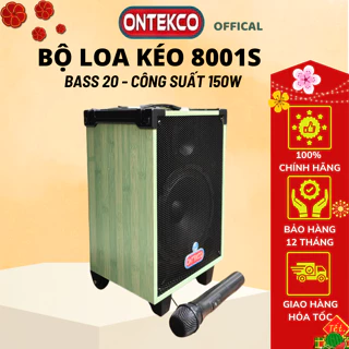 Loa kéo di động ONTEKCO 8001S màu nổi kết nối bluetooth, loa kéo hát karaoke gia đình kèm 1 mic hát karaoke. BH 12 tháng