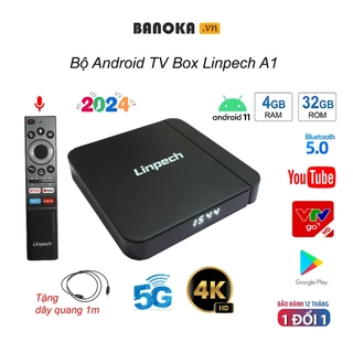 Đầu Android TV Box LINPECH A1 RAM 4Gb Rom 32Gb Kèm Điều Khiển Giọng Nói, Chip Amlogic S905W2, Android 11