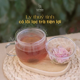 Ly thủy tinh ly lọc trà có tay cầm và nắp đậy sang trọng