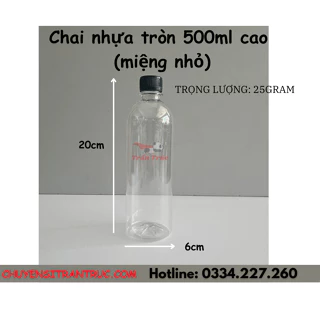 Combo 10 chai nhựa tròn cao 500ml đựng mật ong, nước ép (đặt 1 combo)