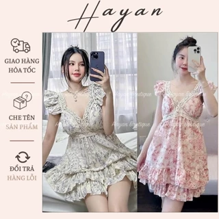 HT608 Bộ pijama bánh bèo tiểu thư chảnh chuẩn MIENMOC kèm ĐỆM LÓT, set đồ ngủ xẻ ngực tôn dáng HT608