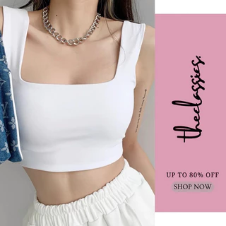 Áo Croptop Nữ Gân Tăm, Cổ Vuông Hai Dây - The Classics