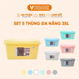 [Set 5] Thùng Nhựa Đựng Đồ 35 - 150L Có Bánh Xe Nhựa VĨ HƯNG