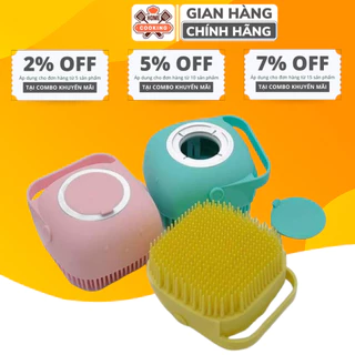 Bông Tắm Silicon Tạo Bọt Đầu Massage, Bàn Chải Tắm Tạo Bọt Cho Thú Cưng Có Bình Đựng Sữa Tắm