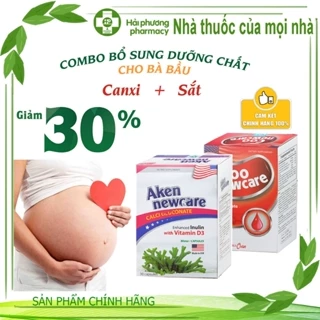 COMBO cho mẹ bầu Canxi hữu cơ Aken newcare và sắt Coo newcare bổ sung Canxi và Sắt cho thai kì khỏe mạnh không táo bón