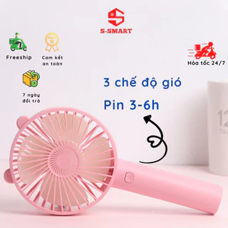 Quạt mini tích điện cầm tay pin từ 3 đến 6 giờ, 3 chế độ gió