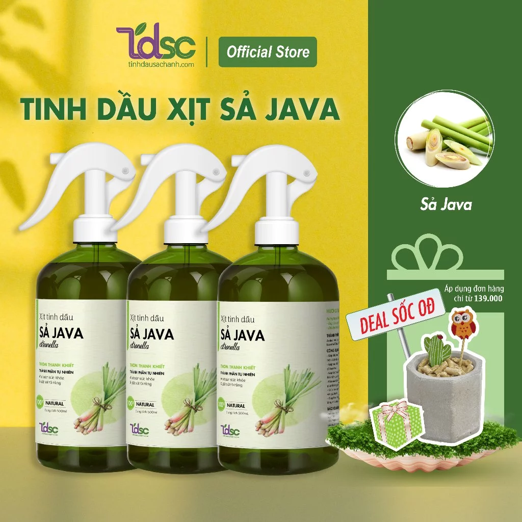 Chai Tinh Dầu Sả Java Xịt Thơm Phòng Khử Mùi Tolet TINHDAUSACHANH 100ml/500ml Hương Thơm Tươi Mát