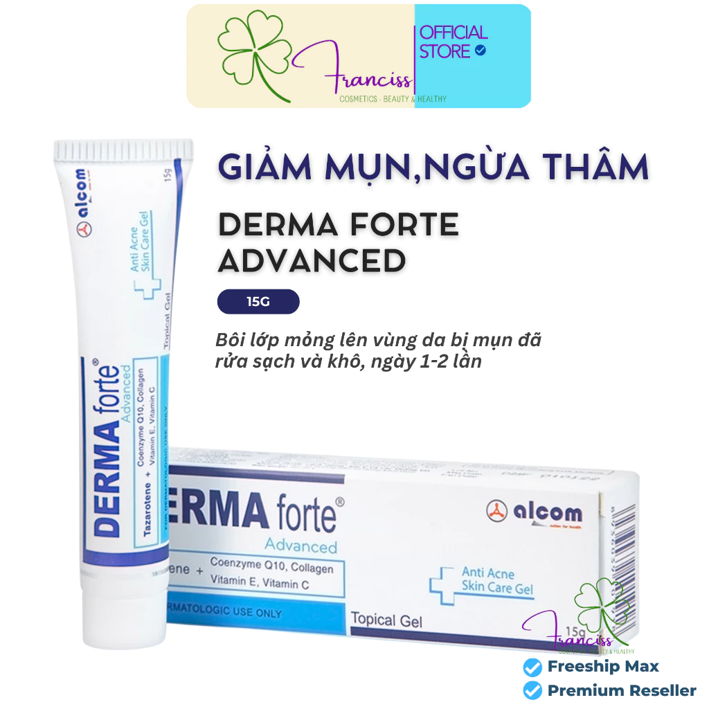 DERMA FORTE ADVANCED Gel Tazarotene giảm mụn, mờ thâm, mờ sẹo 15g