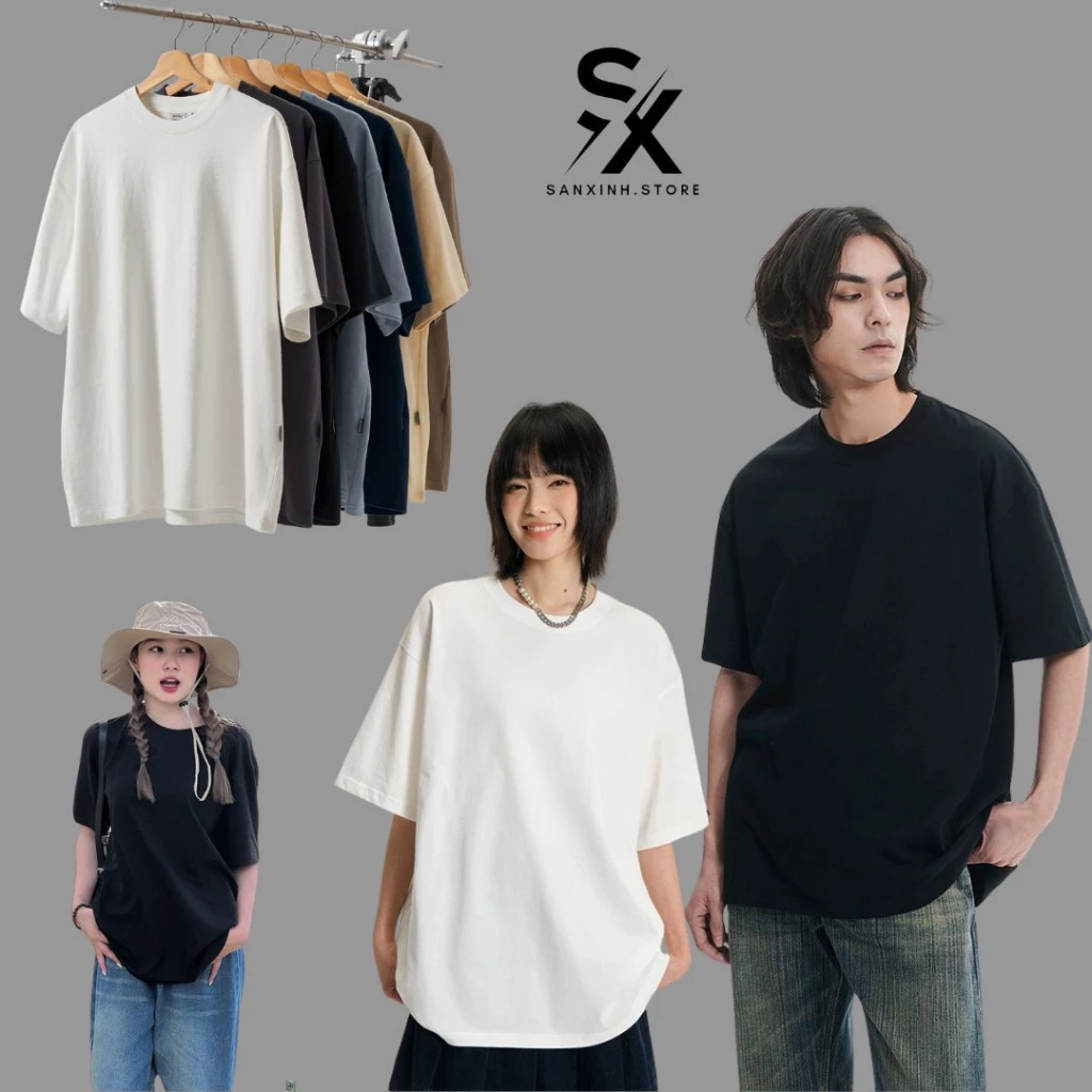 Áo thun trơn nam nữ chất cotton 100% basic form rộng form oversize  unisex áo phông tay lỡ thời trang SXAT02