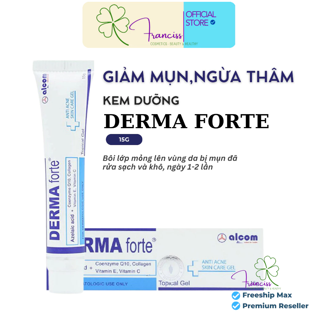 DERMA FORTE + DERMA FORTE ADVANCED Gel Tazarotene giảm mụn, ngừa thâm, mờ sẹo 15g