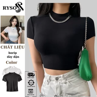 Áo Thun Cổ Lọ RYSO FASHION Tay Ngắn Form Ôm Chất Thun Gân Dày Dặn