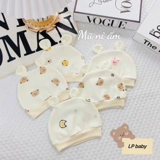 Mũ/Nón sơ sinh chất liệu cotton Baby LD, Nón giữ ấm đầu cho bé sơ sinh