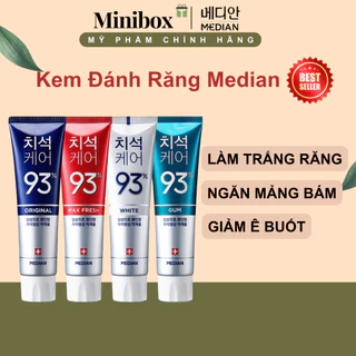 [CHÍNH HÃNG] Kem đánh răng hàn quốc MEDIAN làm trắng răng, sạch mảng bám, giảm ê buốt, tuýp 120G | Minibox