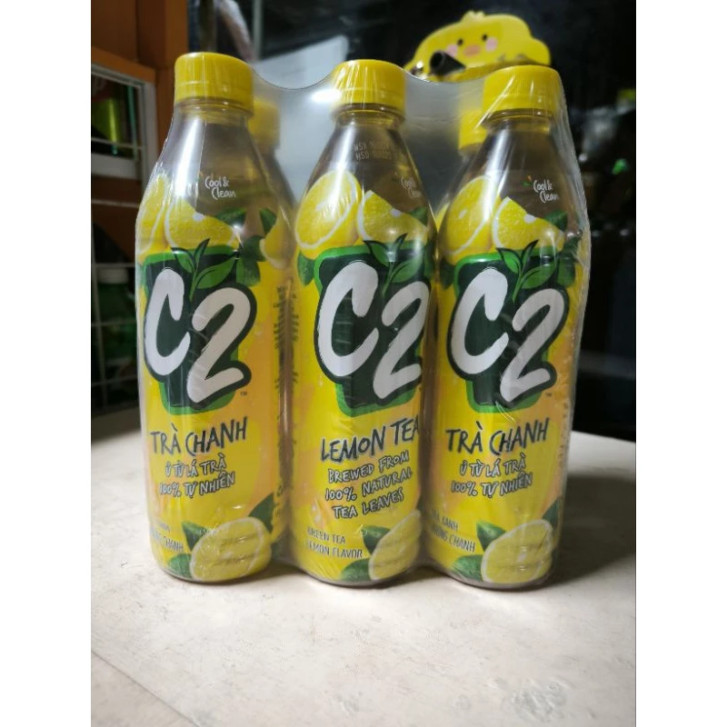 LỐC 6 CHAI_Trà xanh C2 chai lớn vị chanh/đào (455ml)