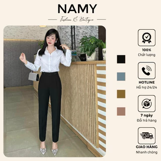 Quần baggy nữ chéo mỹ 4 cúc cao cấp NAMY thoáng mát, fom chuẩn BG4C